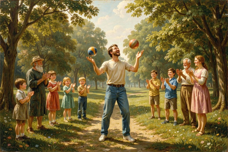 Someone juggling in a park
